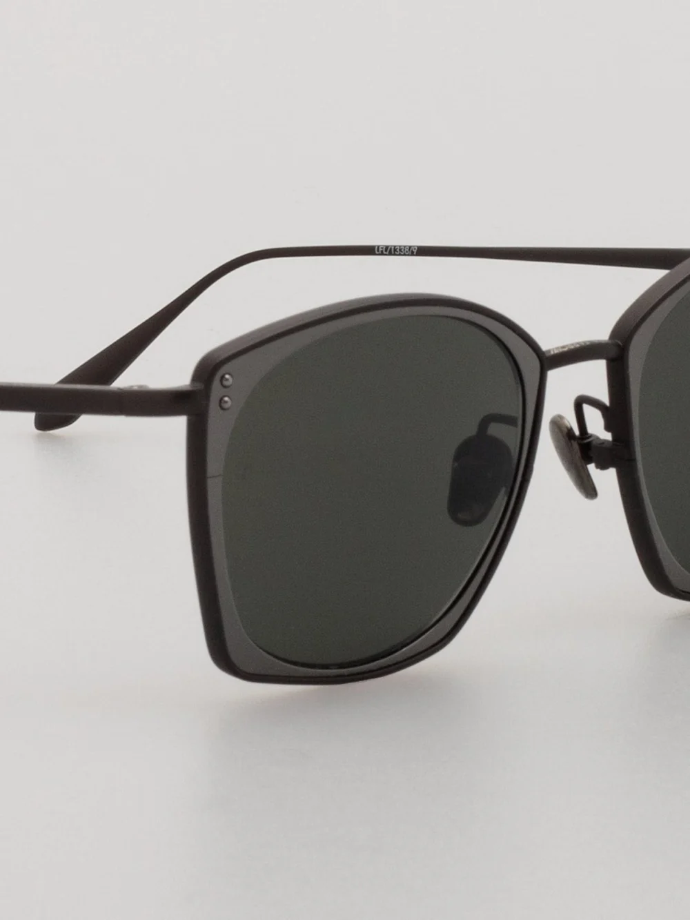 Linda Farrow Milo Square Sunglasses, matt black nickel, view 3
