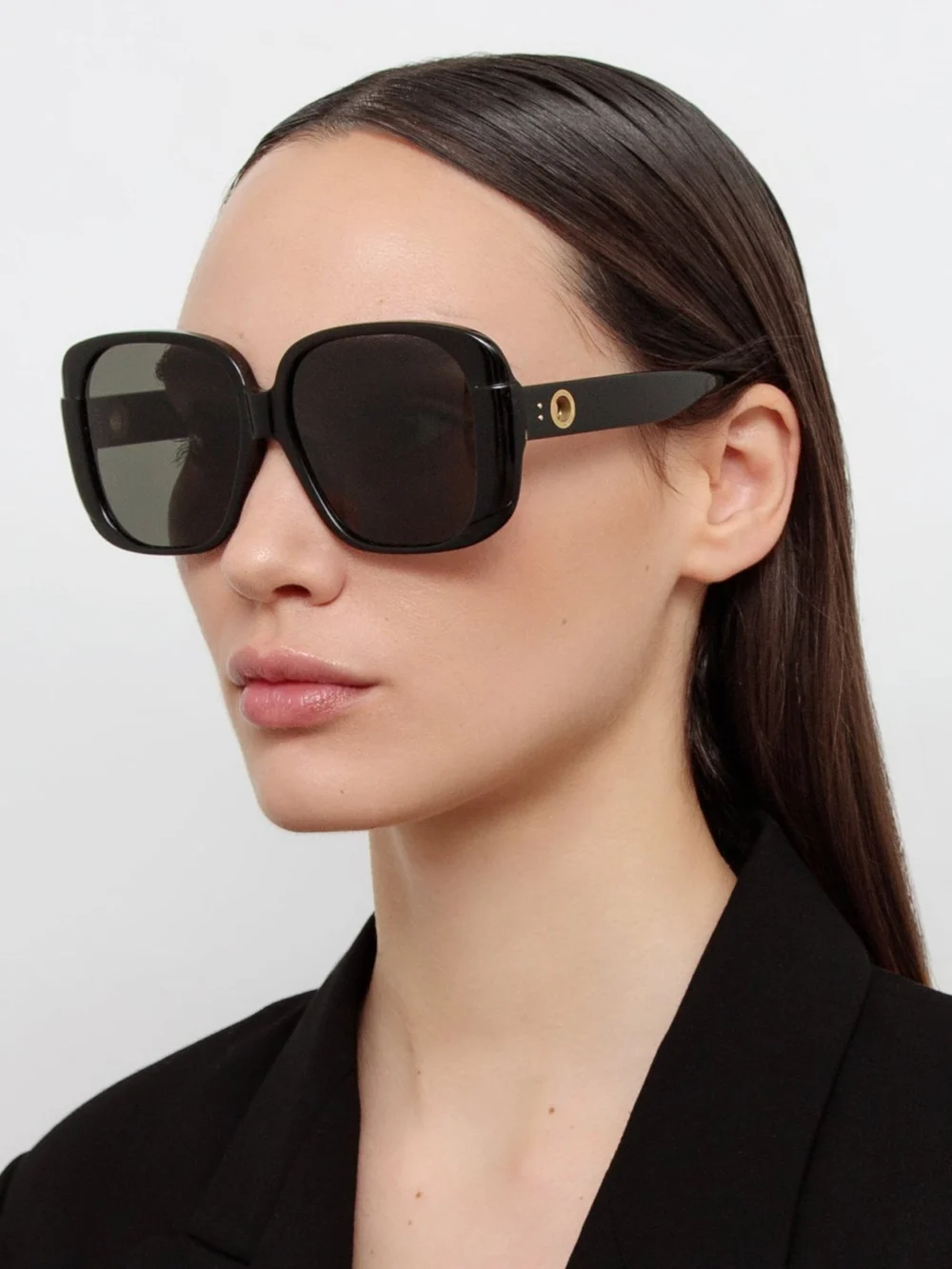 Linda Farrow Mima Sunglasses, black, view 3