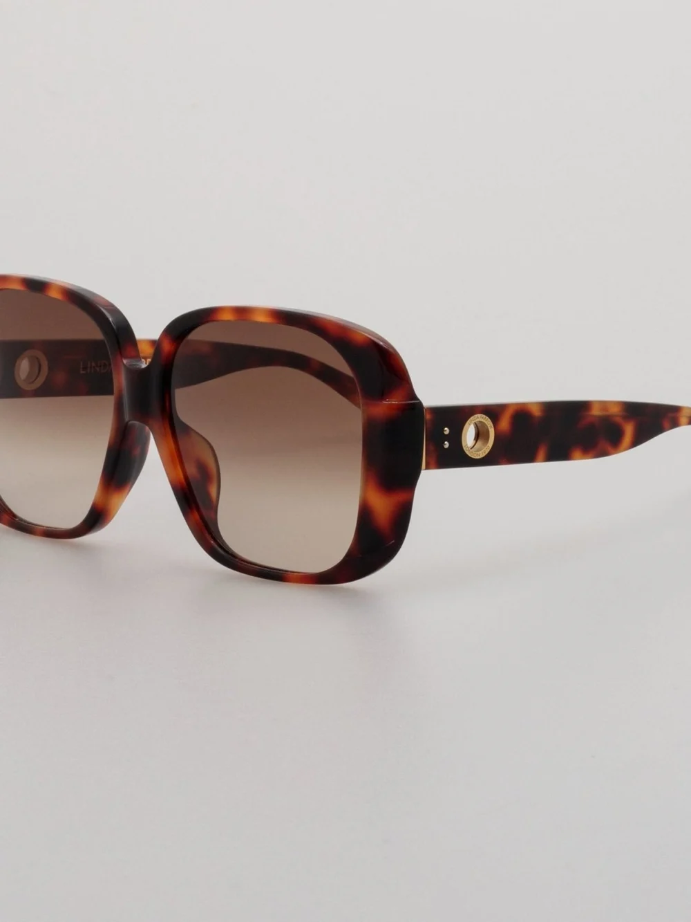 Linda Farrow Mima Sunglasses, tortoiseshell, view 2