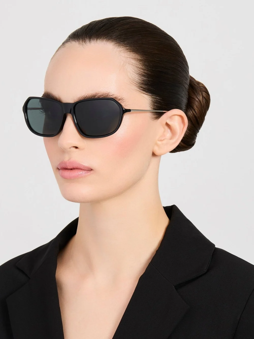 Linda Farrow Mimosa Sunglasses, black and grey, view 3