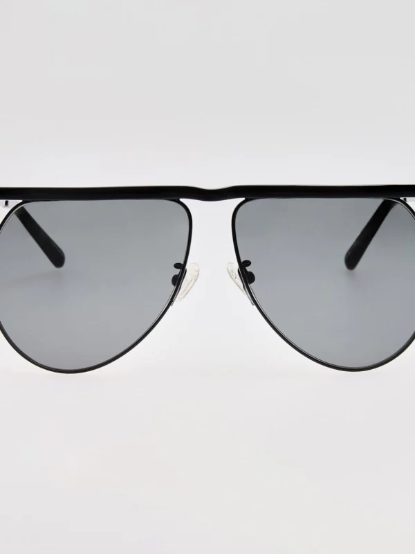 Linda Farrow Mina Aviator Sunglasses in Black and Grey