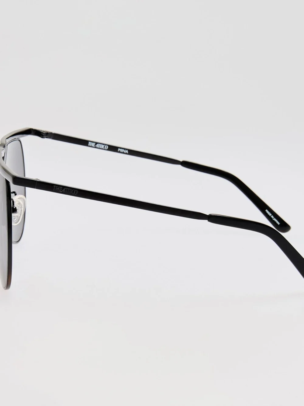 Linda Farrow Mina Aviator Sunglasses, black and grey, view 2