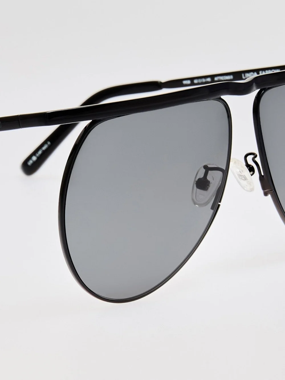 Linda Farrow Mina Aviator Sunglasses, black and grey, view 4
