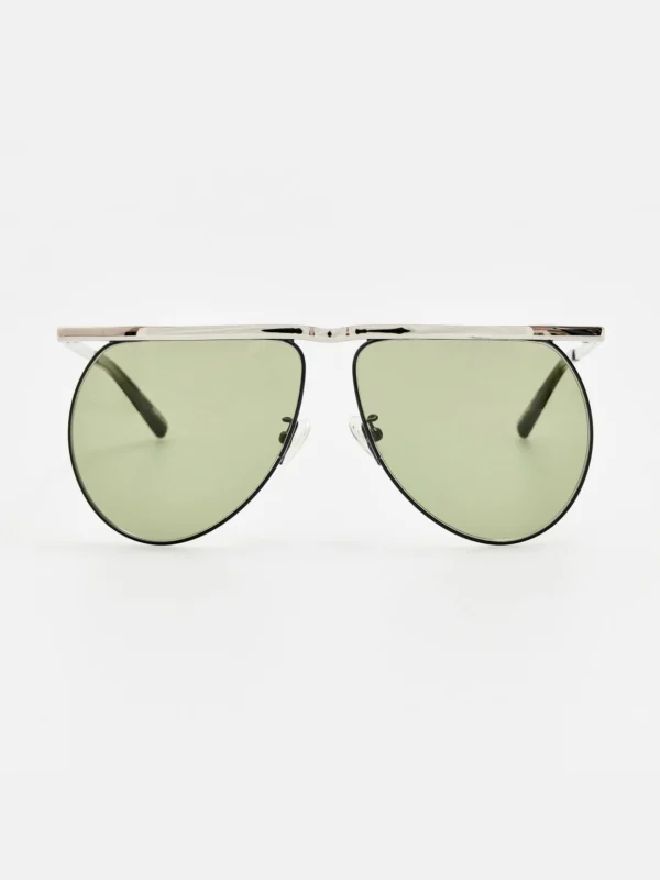 Linda Farrow Mina Aviator Sunglasses in Silver