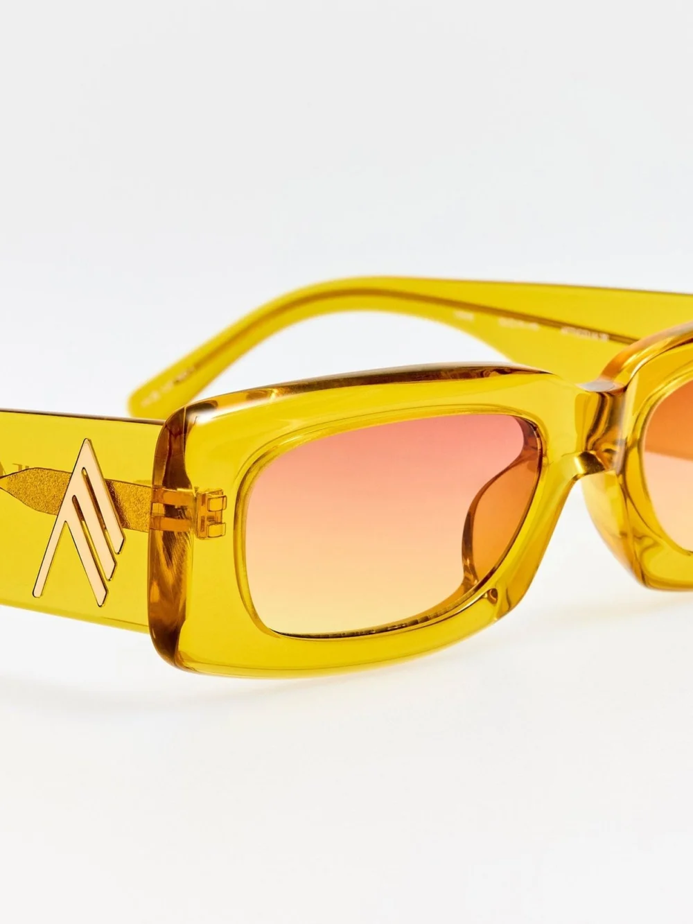 Linda Farrow Mini Marfa Sunglasses, mustard, view 3