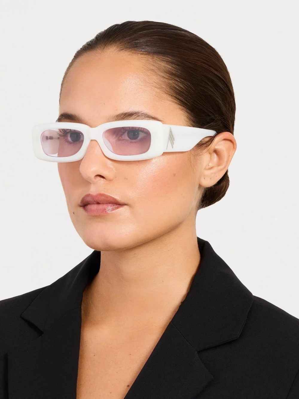 Linda Farrow Mini Marfa Sunglasses, white, view 3