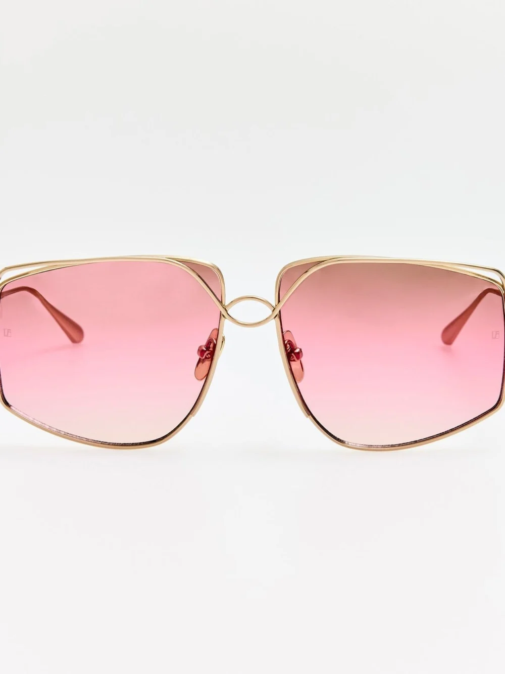 Linda Farrow Miranda Sunglasses in 22k gold and pink