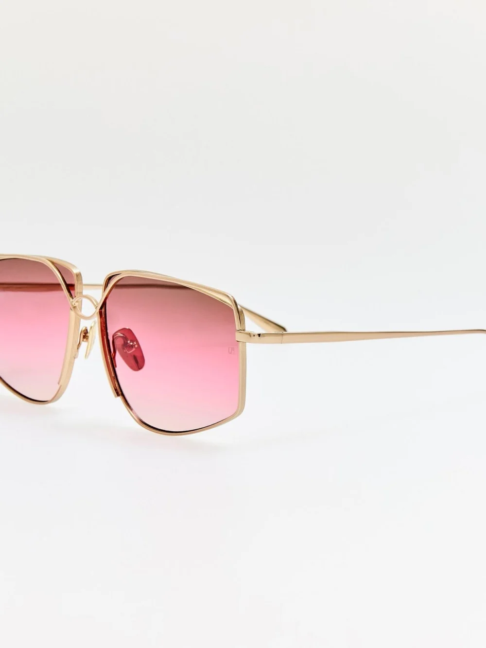 Linda Farrow Miranda Sunglasses, 22k gold and pink, view 2