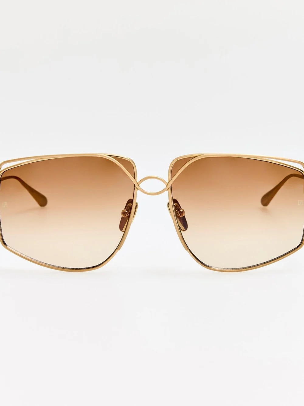 Linda Farrow Miranda Sunglasses in matt champagne and mocha