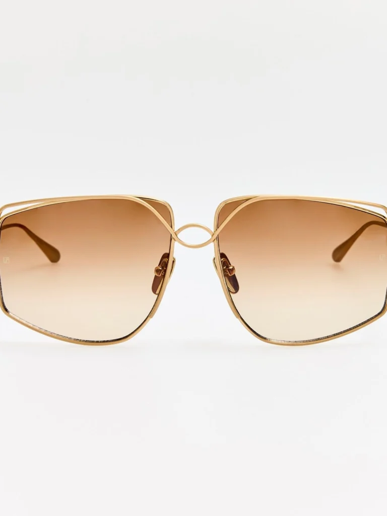 Linda Farrow Miranda Sunglasses in Matt Champagne and Mocha