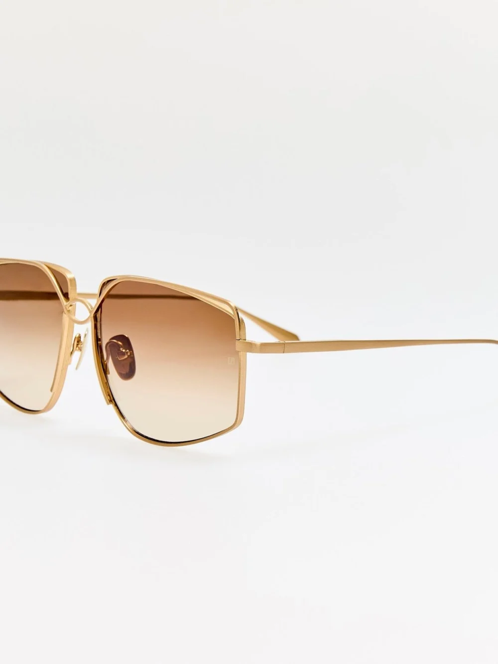 Linda Farrow Miranda Sunglasses, matt champagne and mocha, view 2
