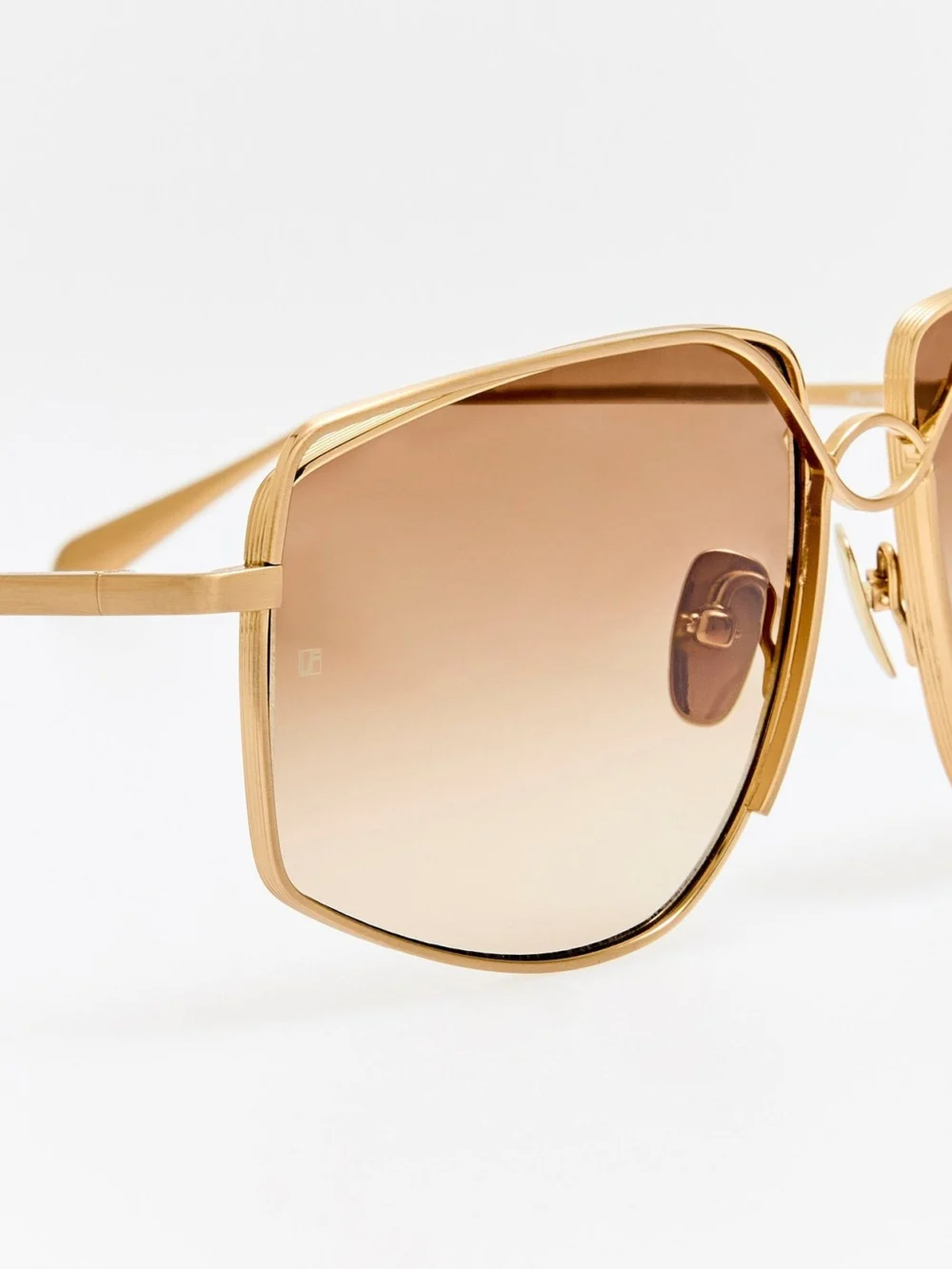 Linda Farrow Miranda Sunglasses, matt champagne and mocha, view 4