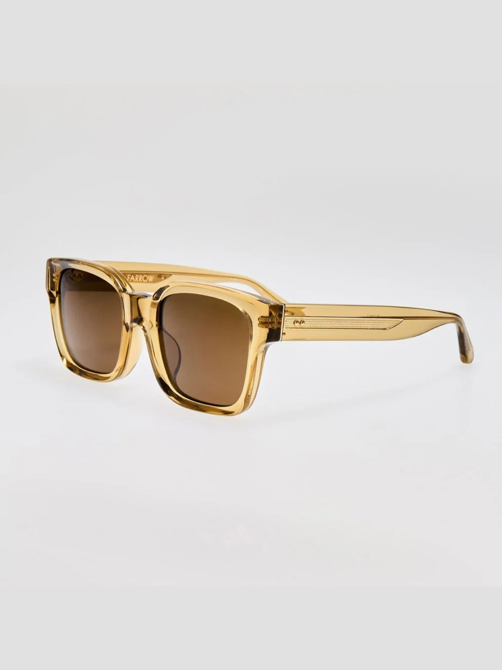 Linda Farrow Nathan Sunglasses, 22k gold and khaki, view 2
