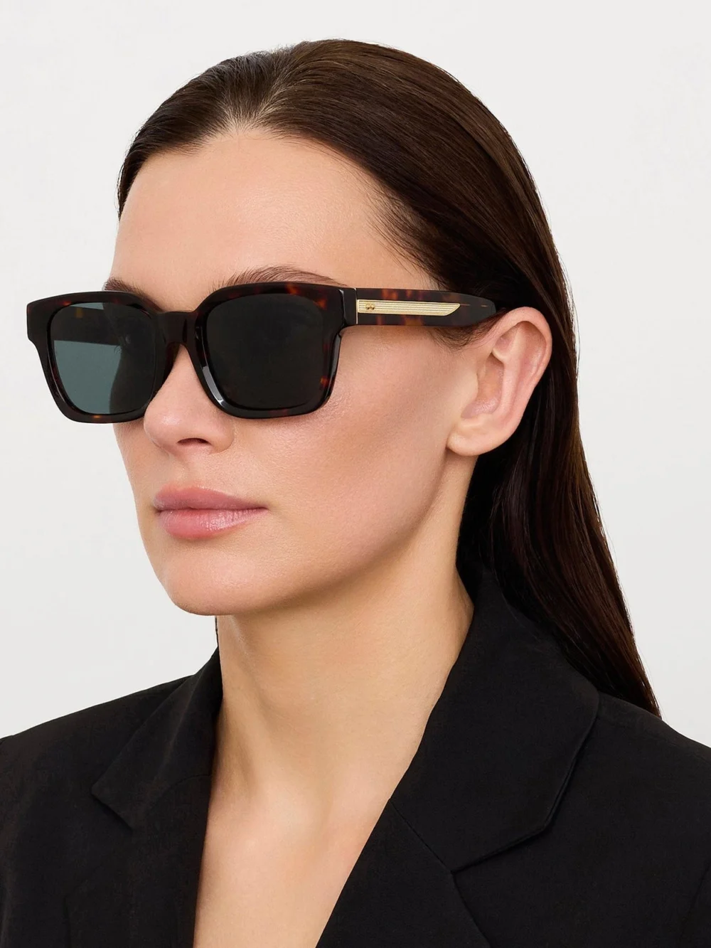 Linda Farrow Nathan Sunglasses, dark tortoiseshell, view 3