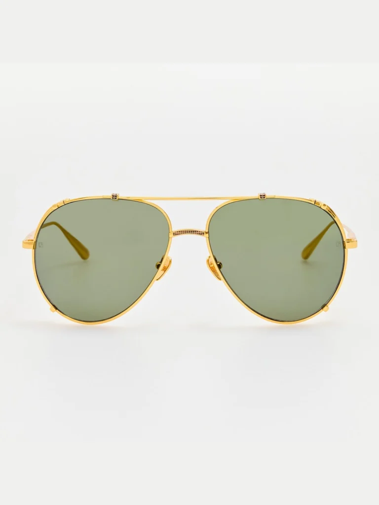 Linda Farrow Newman Sunglasses in 22K Gold and Grey