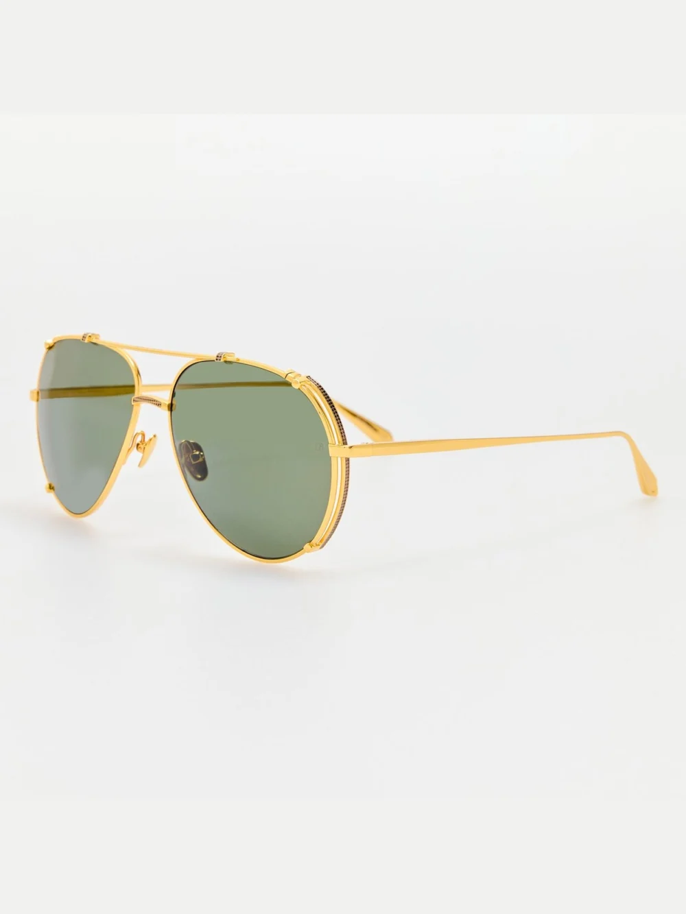 Linda Farrow Newman Sunglasses, 22k gold and grey, view 2