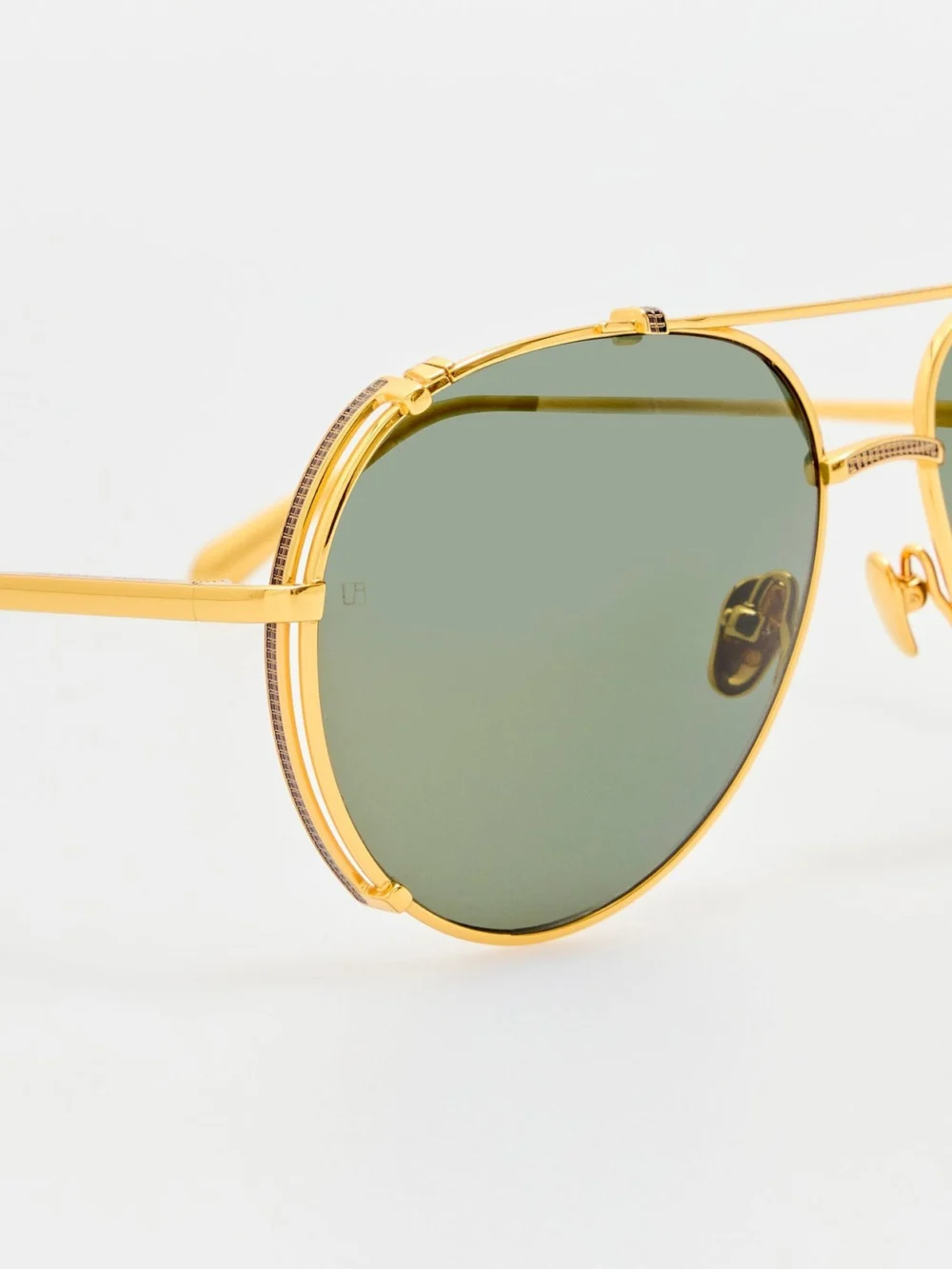Linda Farrow Newman Sunglasses, 22k gold and grey, view 3