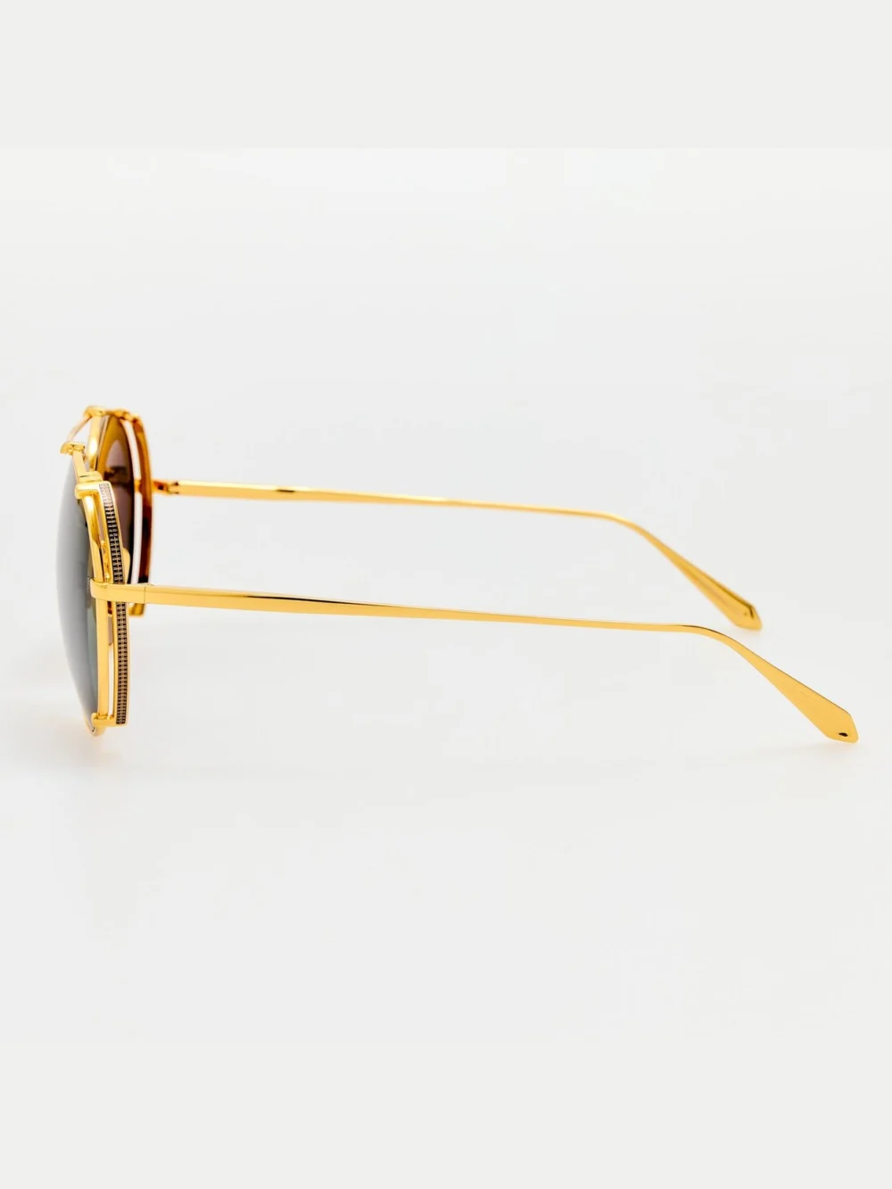 Linda Farrow Newman Sunglasses, 22k gold and grey, view 5