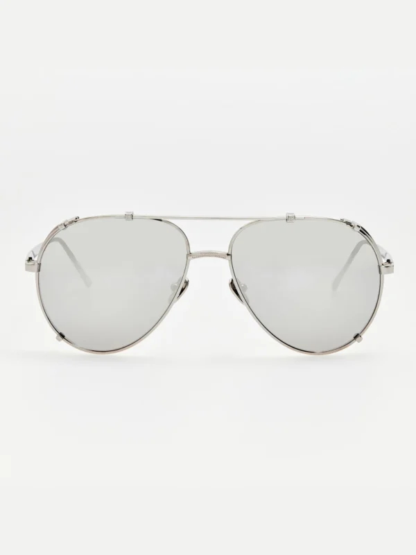 Linda Farrow Newman Sunglasses in 22K White Gold and Platinum