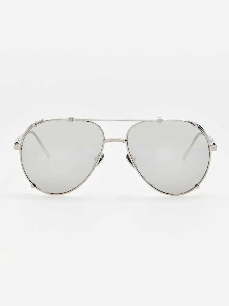 Linda Farrow Newman Sunglasses in 22K White Gold and Platinum