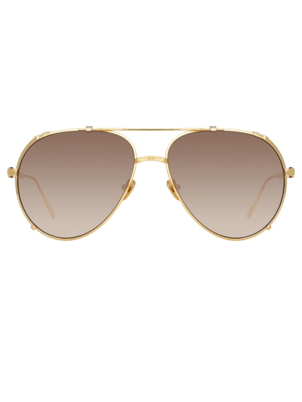 Linda Farrow Newman Sunglasses in 22k yellow gold and mocha