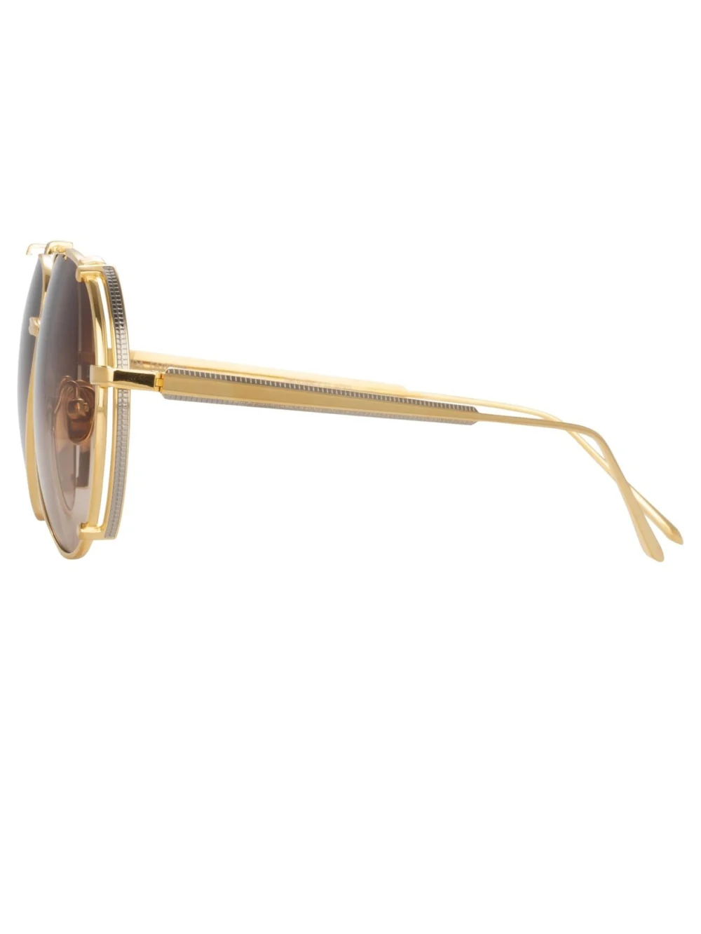 Linda Farrow Newman Sunglasses, 22k yellow gold and mocha, view 2
