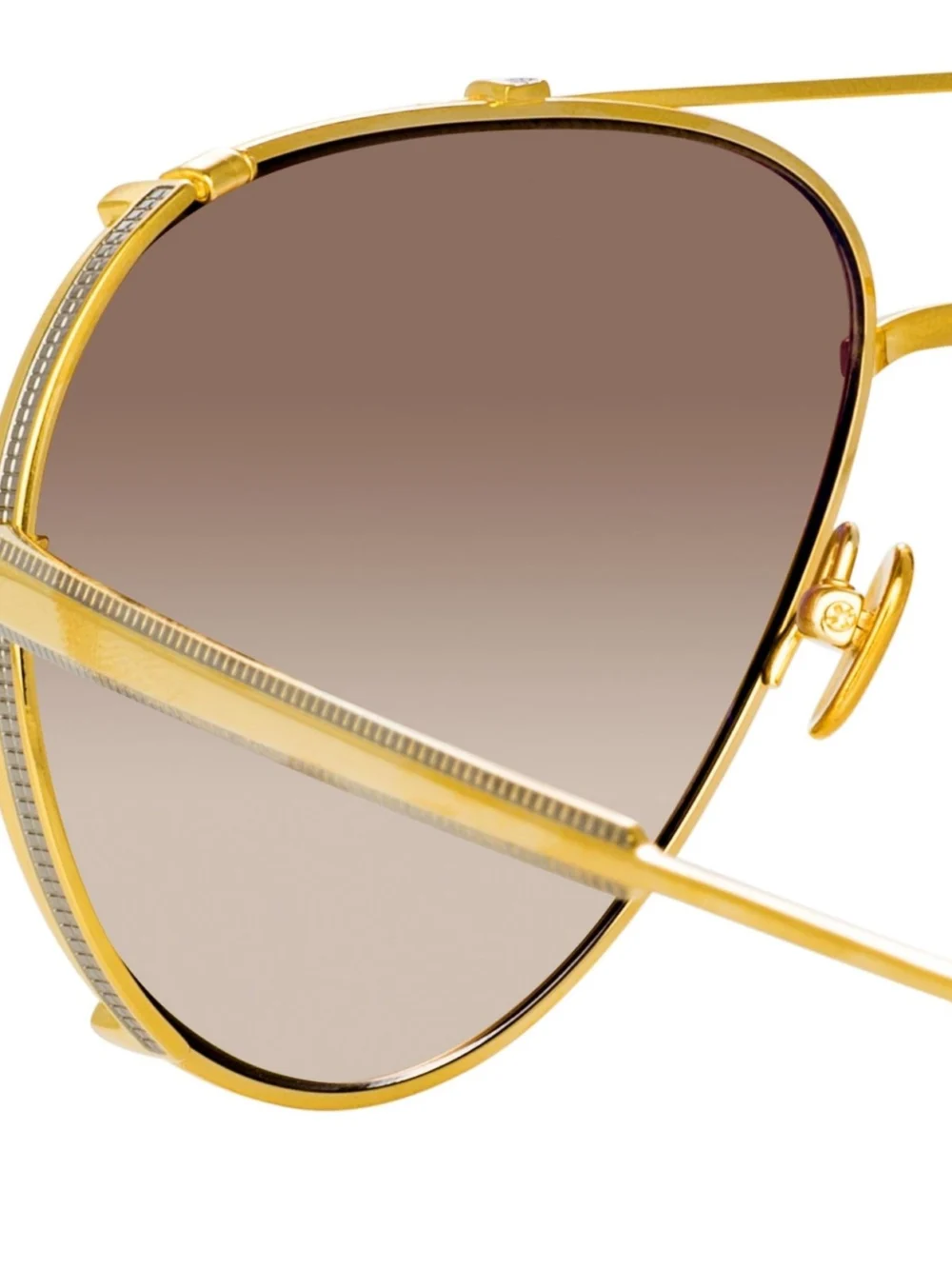 Linda Farrow Newman Sunglasses, 22k yellow gold and mocha, view 5