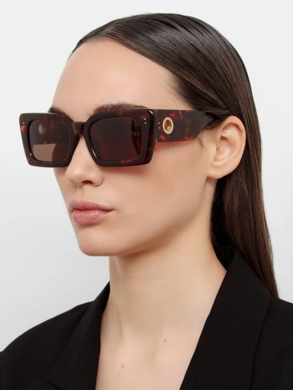 Linda Farrow Nieve Sunglasses, tortoiseshell, view 3