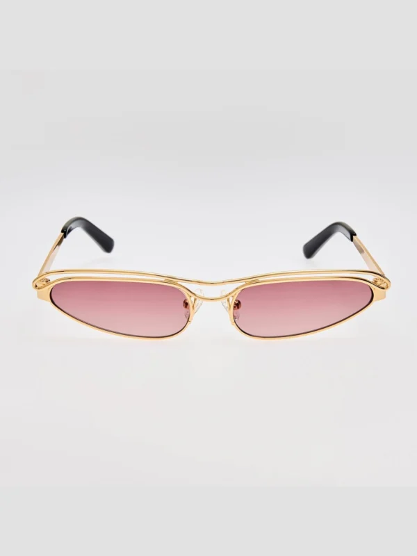 Linda Farrow Norma Sunglasses in Gold and Purple
