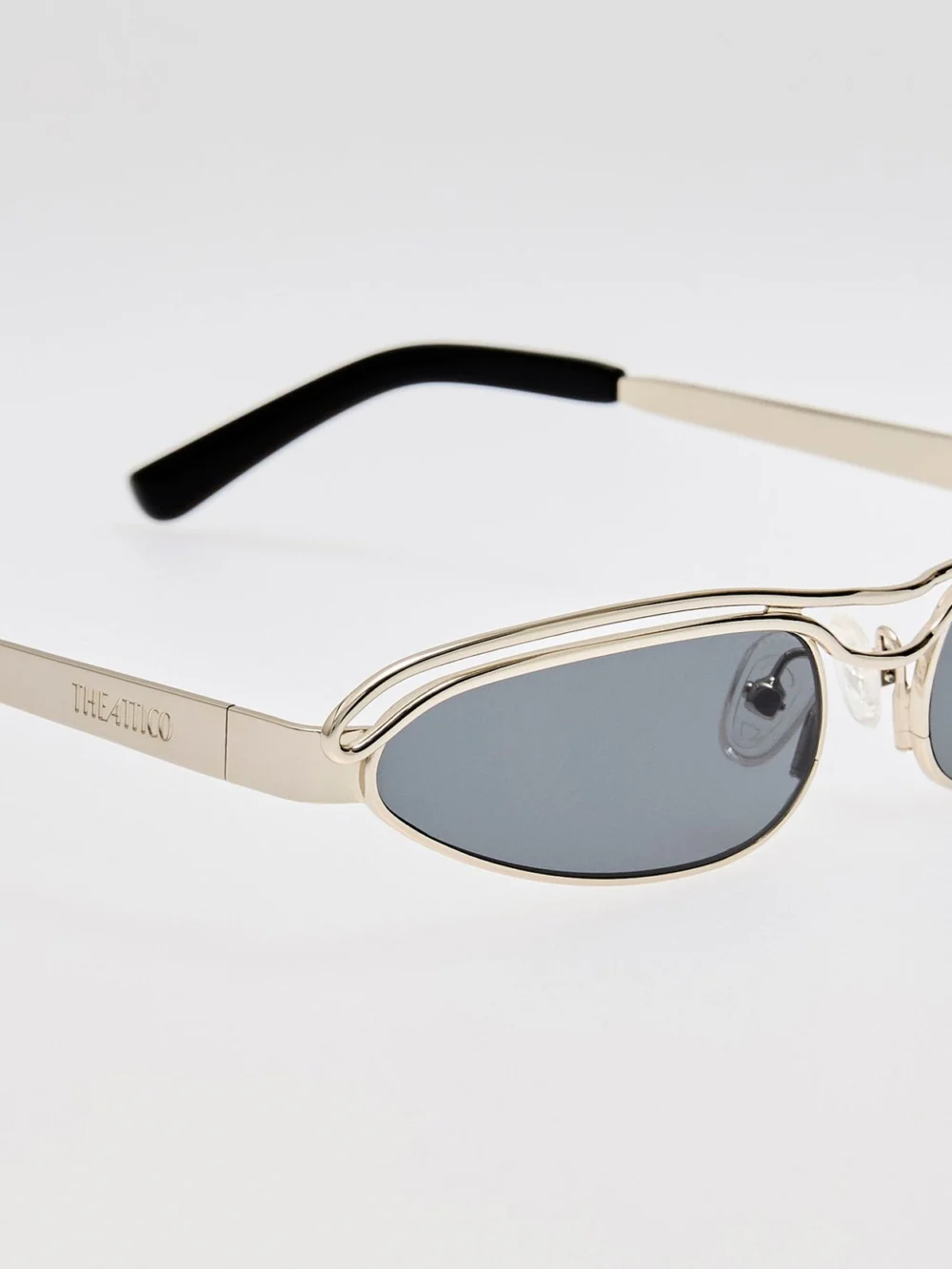 Linda Farrow Norma Sunglasses, silver, view 3