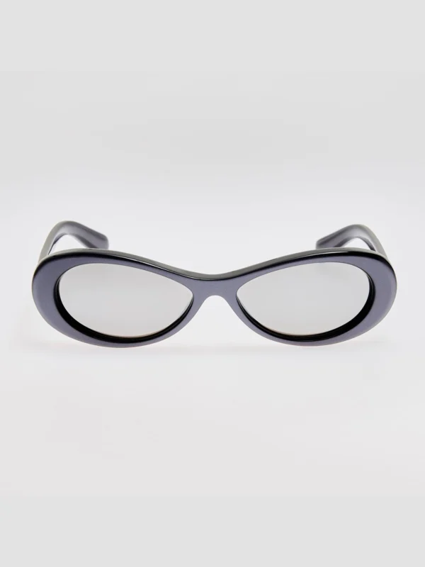Linda Farrow Nuvola Sunglasses in Metallic Gunmetal