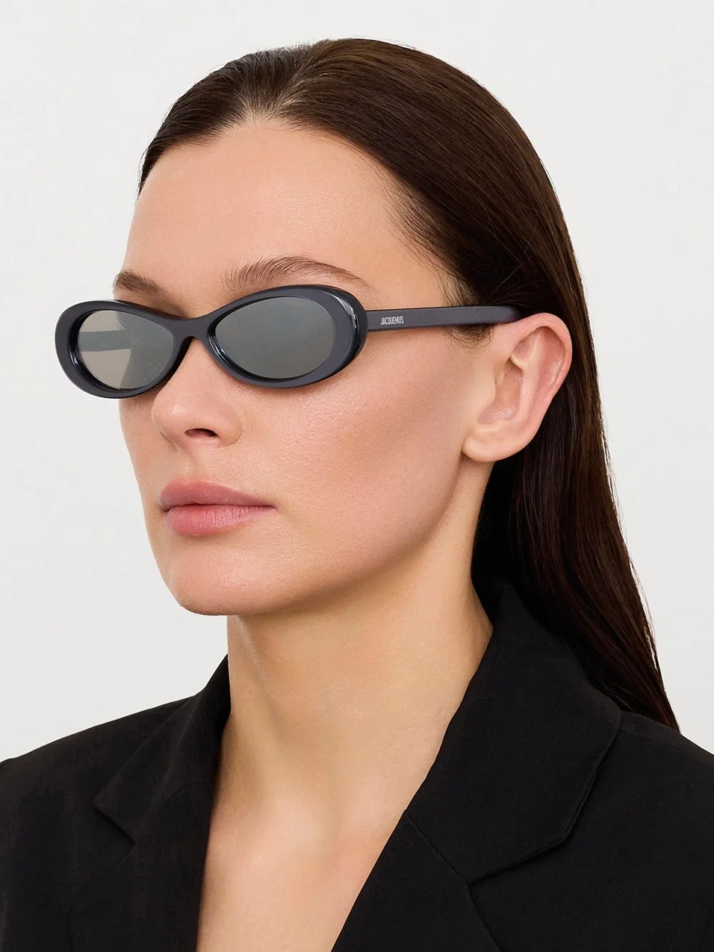 Linda Farrow Nuvola Sunglasses, metallic gunmetal, view 3