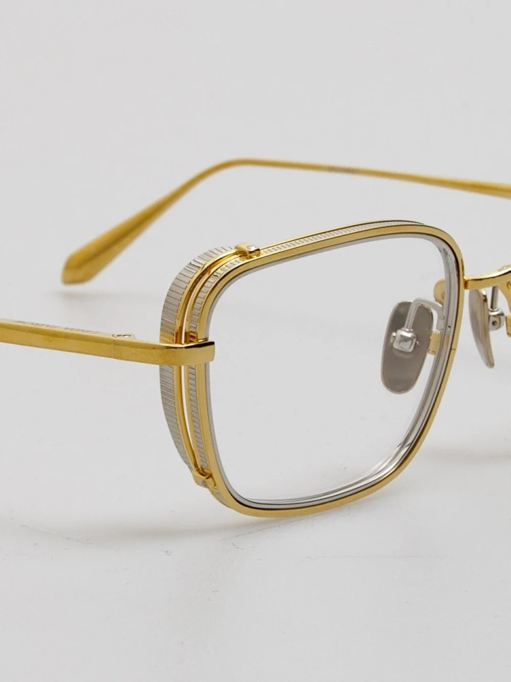 Linda Farrow Ofer Rectangular Optical Frame, 22k yellow gold, view 3