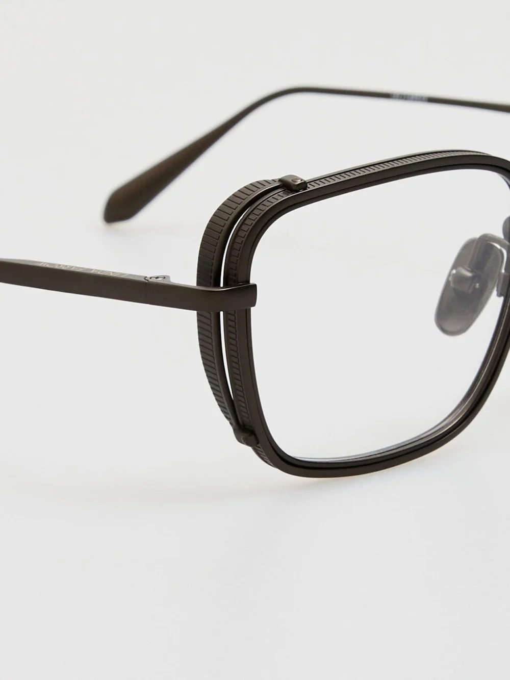 Linda Farrow Ofer Rectangular Optical Frame, matt black nickel, view 3
