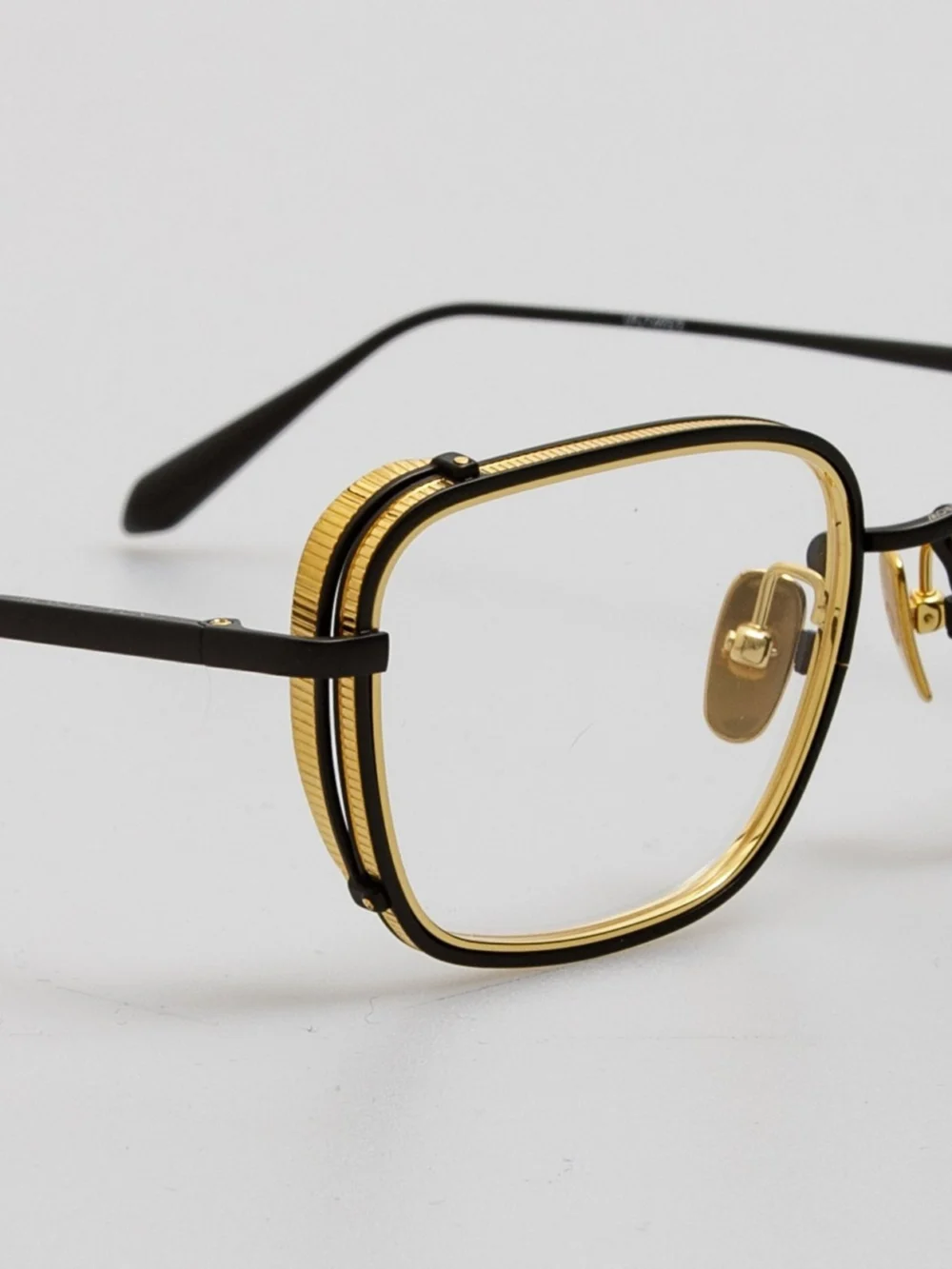 Linda Farrow Ofer Rectangular Optical Frame, matt nickel and 22k yellow gold, view 4