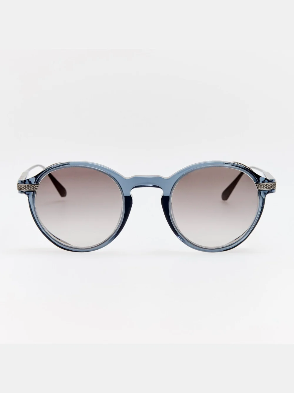 Linda Farrow Orion Explorer Sunglasses in antique white gold and navy