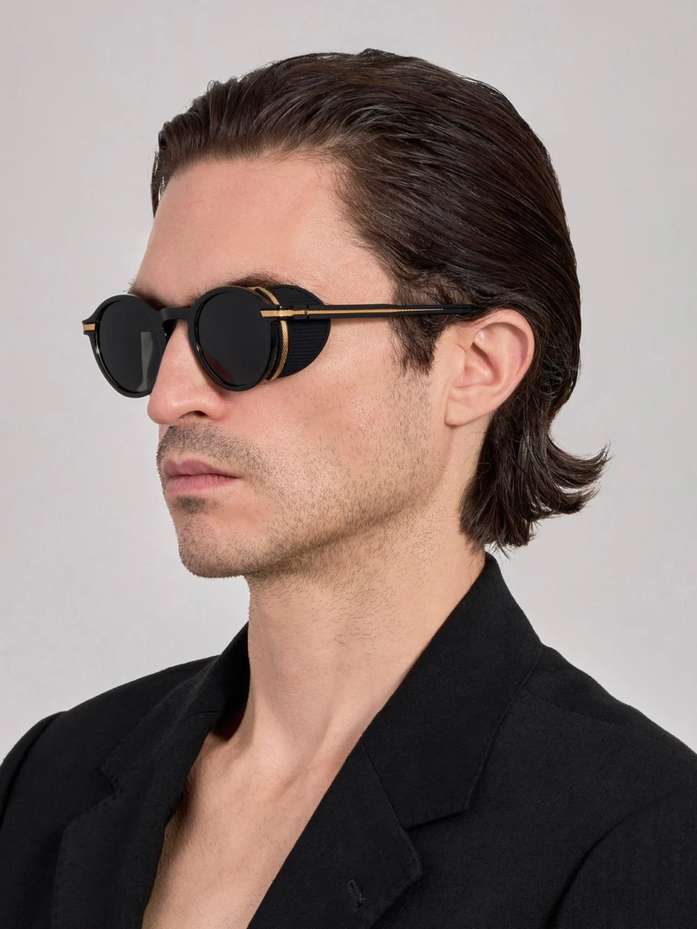 Linda Farrow Orion Explorer Sunglasses, matt nickel and black, view 4