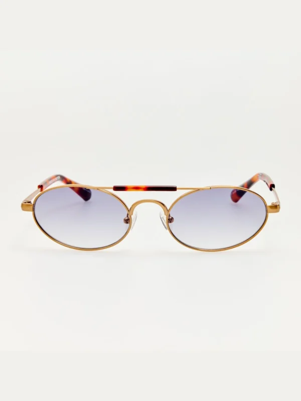 Linda Farrow Oval Sunglasses in Gold and Tortoiseshell