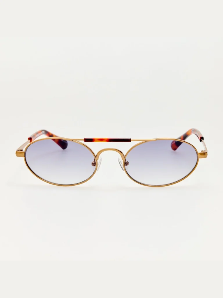 Linda Farrow Oval Sunglasses in Gold and Tortoiseshell