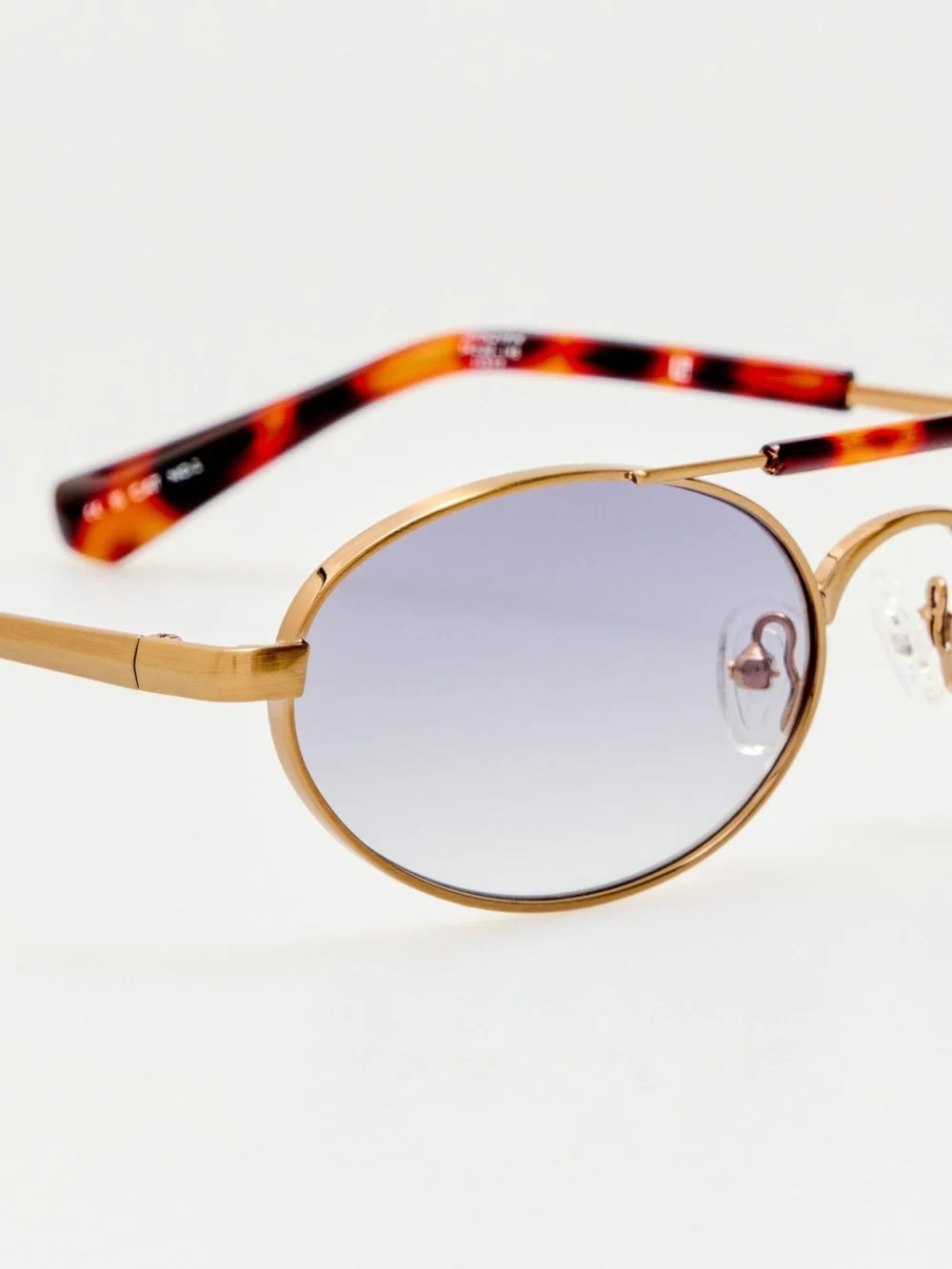 Linda Farrow Oval Sunglasses, gold and tortoiseshell, view 5