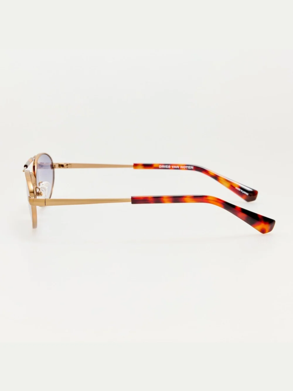 Linda Farrow Oval Sunglasses, gold and tortoiseshell, view 6