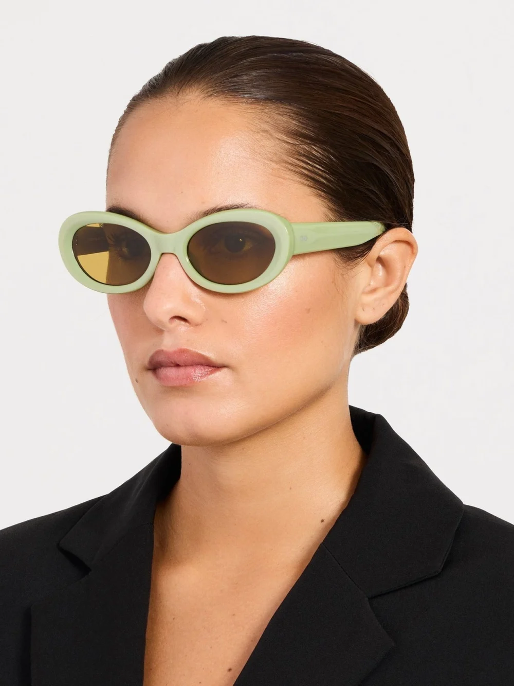 Linda Farrow Oval Sunglasses, green, view 3