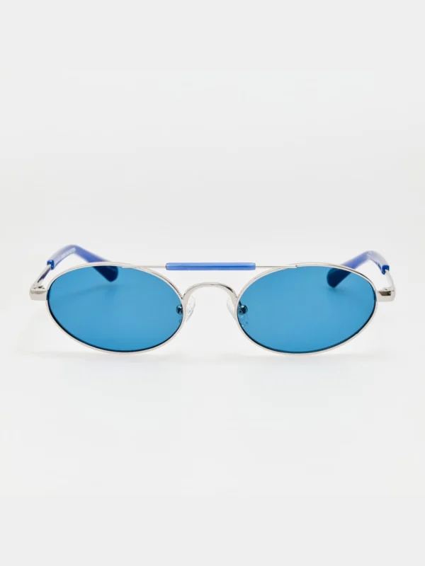 Linda Farrow Oval Sunglasses in Navy