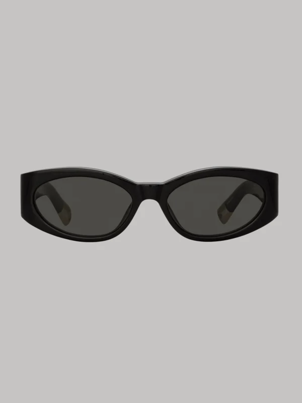 Linda Farrow Ovalo Oval Sunglasses in Black