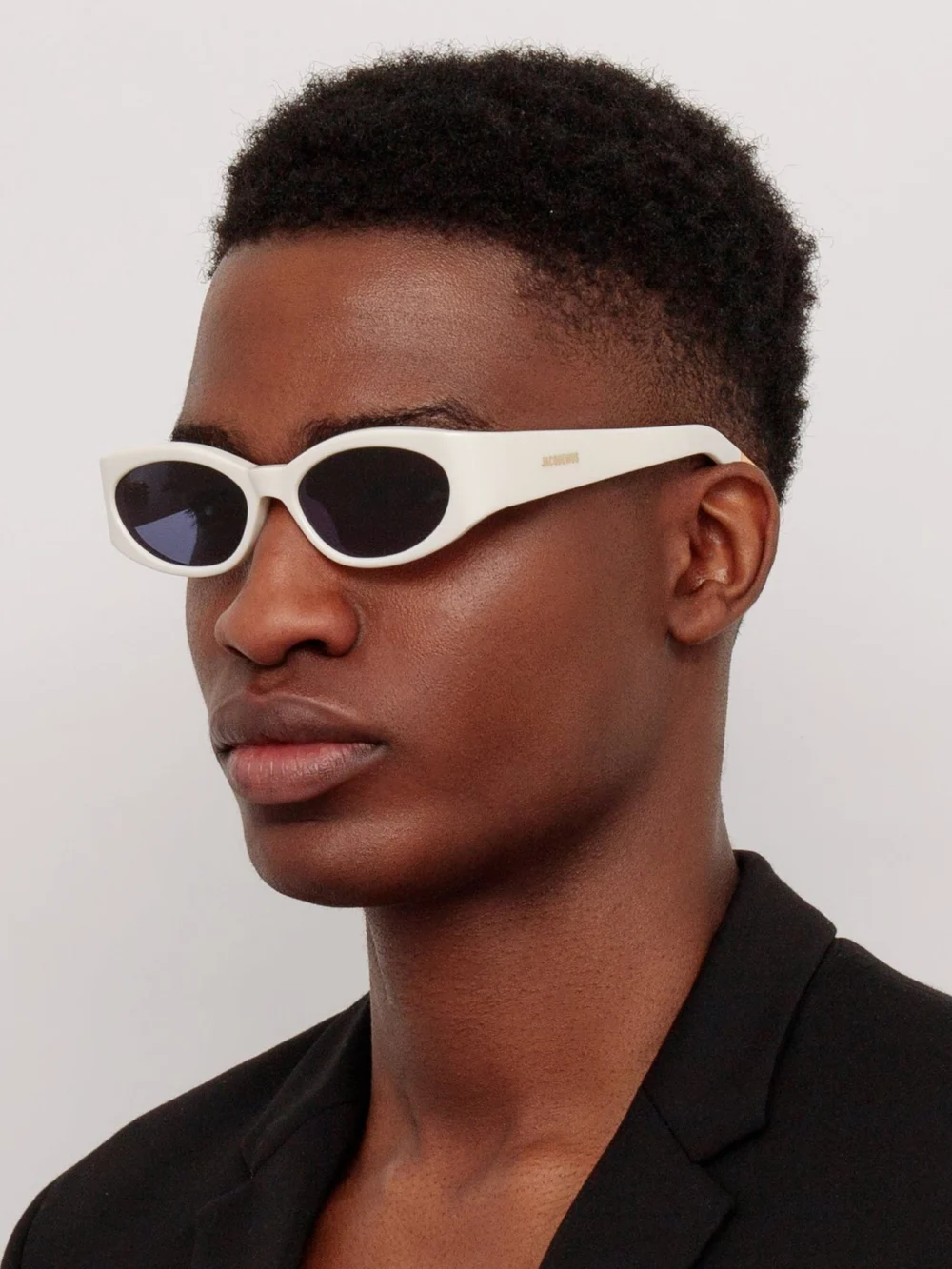 Linda Farrow Ovalo Oval Sunglasses, white, view 4