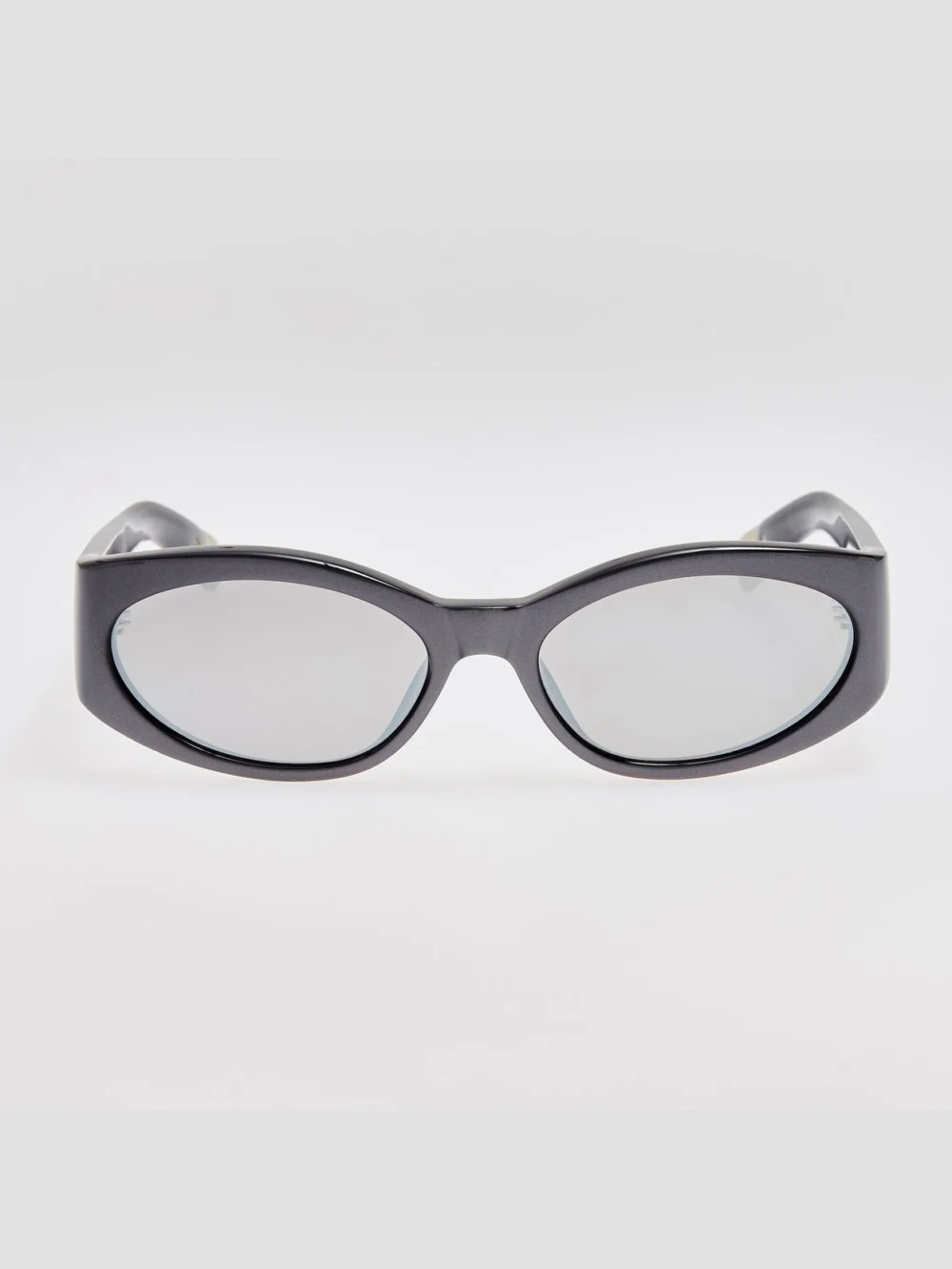 Linda Farrow Ovalo Sunglasses in metallic gunmetal