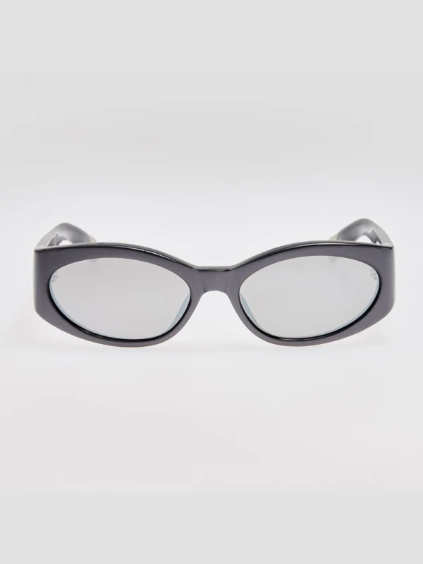 Linda Farrow Ovalo Sunglasses in Metallic Gunmetal