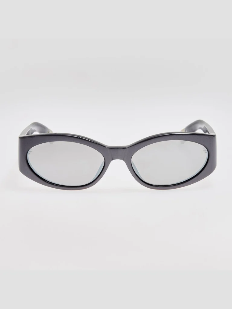 Linda Farrow Ovalo Sunglasses in Metallic Gunmetal