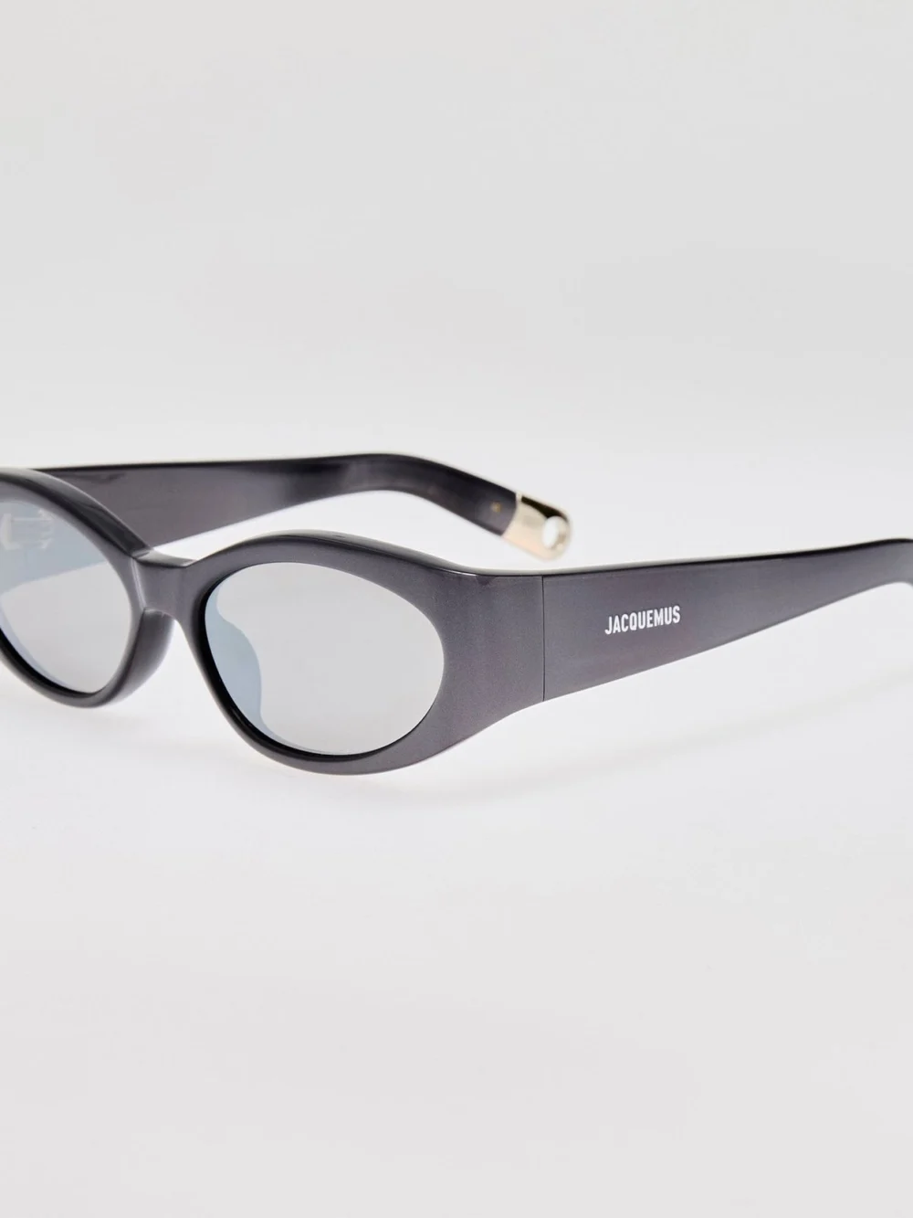Linda Farrow Ovalo Sunglasses, metallic gunmetal, view 2