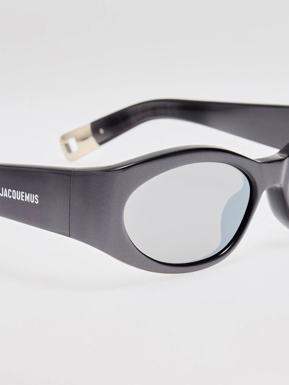 Linda Farrow Ovalo Sunglasses, metallic gunmetal, view 5